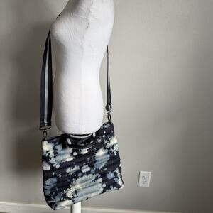 Think Royln Editor Bag Navy Tie Dye Denim Finish Handbag Tote Crossbody Strap